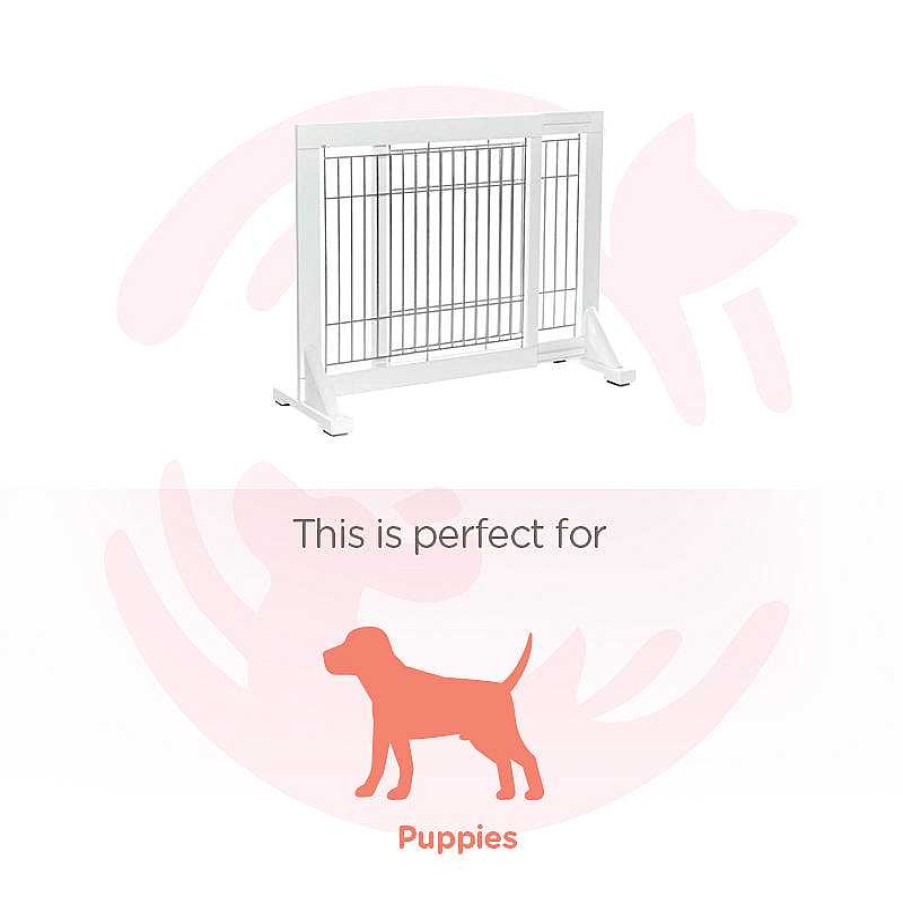 Dogs Trixie Gates, Crates & Pens | Trixie Adjustable & Freestanding Dog Barrier For Dogs Up To 8Kg - White Wood