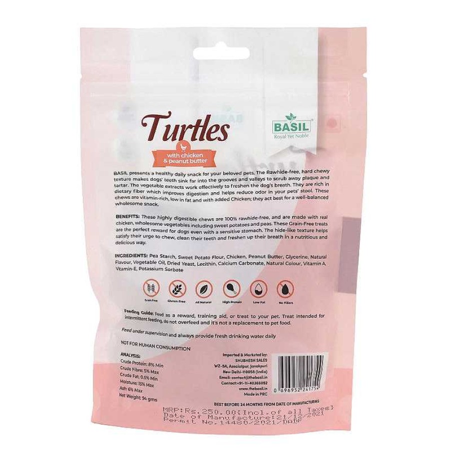 Dogs Basil Soft & Chewy Treats | Basil Dog Treats - Guilt-Free Chew Treats - Turtles (94G)