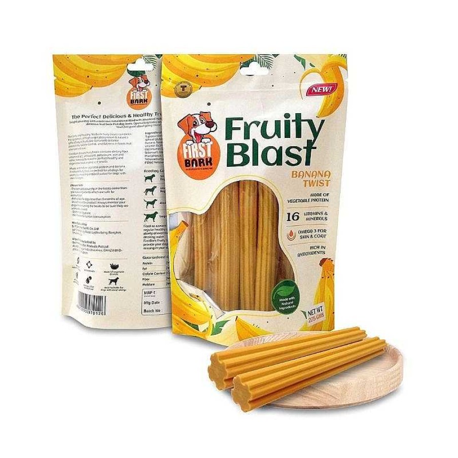 Dogs First Bark Natural Treats | First Bark Dog Treats - Fruity Blast - Banana Twist (225G)