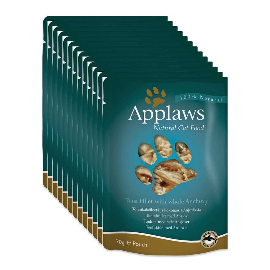 Cats Applaws Wet Food | Applaws Wet Cat Food - Tuna Fillet With Whole Anchovy (70G X 12 Pouches)