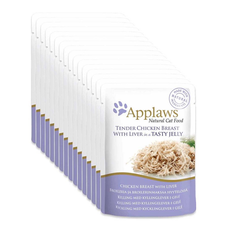 Cats Applaws Wet Food | Applaws Wet Cat Food - Tender Chicken Breast With Liver In Jelly (70G X 16 Pouches)