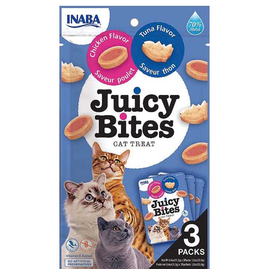 Cats Churu (Inaba Foods) Treats | Churu Cat Treats Juicy Bites - Chicken And Tuna (3 Sticks X 11G)