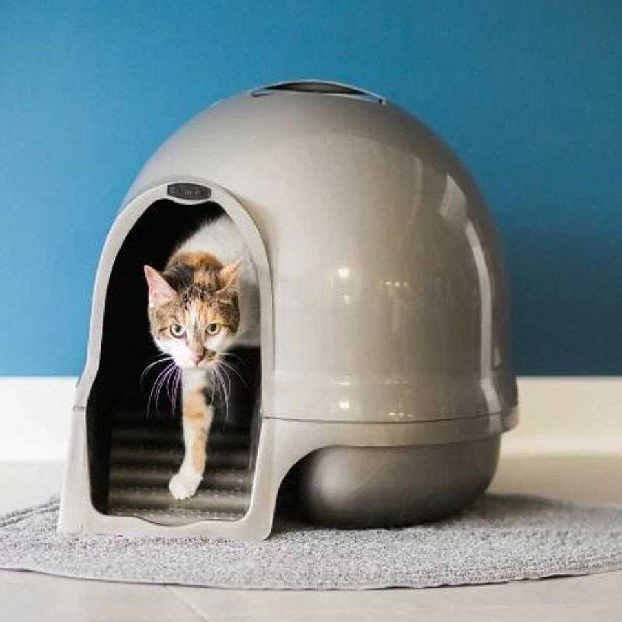 Cats Petmate Cat Litter Trays | Petmate Cleanstep Litter Dome - Titanium