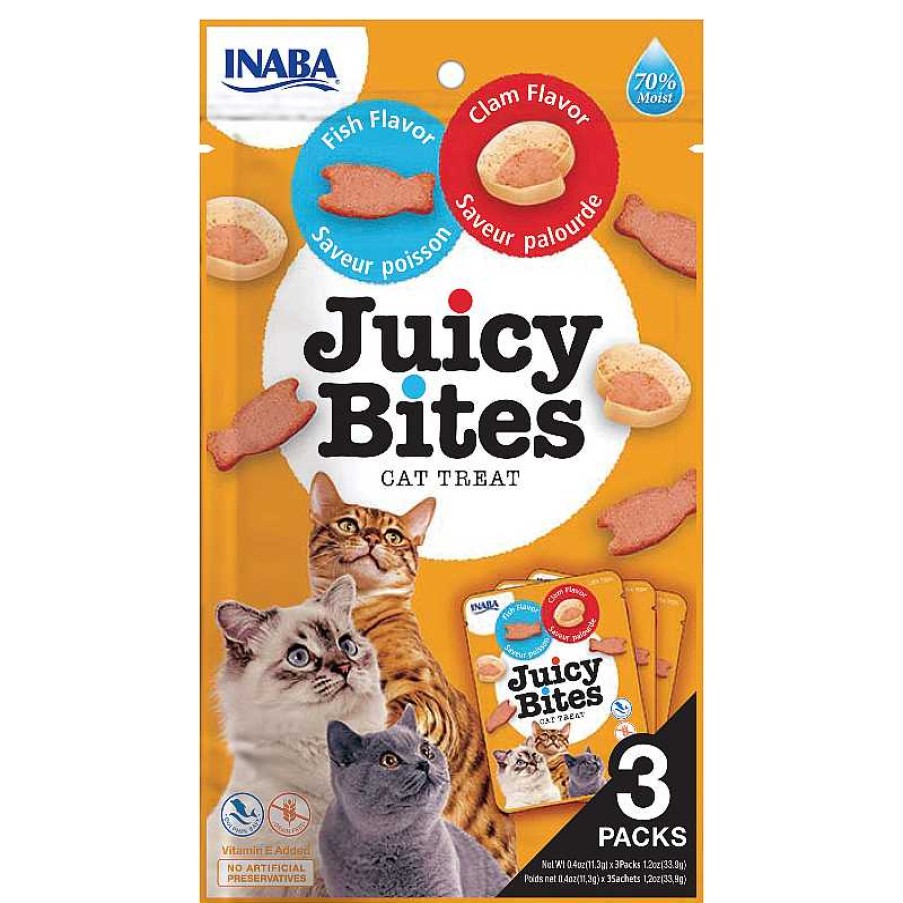 Cats Churu (Inaba Foods) Treats | Churu Cat Treats Juicy Bites - Fish & Clam (3 Sticks X 11G)