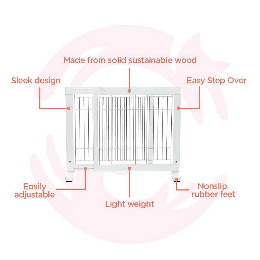 Dogs Trixie Gates, Crates & Pens | Trixie Adjustable & Freestanding Dog Barrier For Dogs Up To 8Kg - White Wood