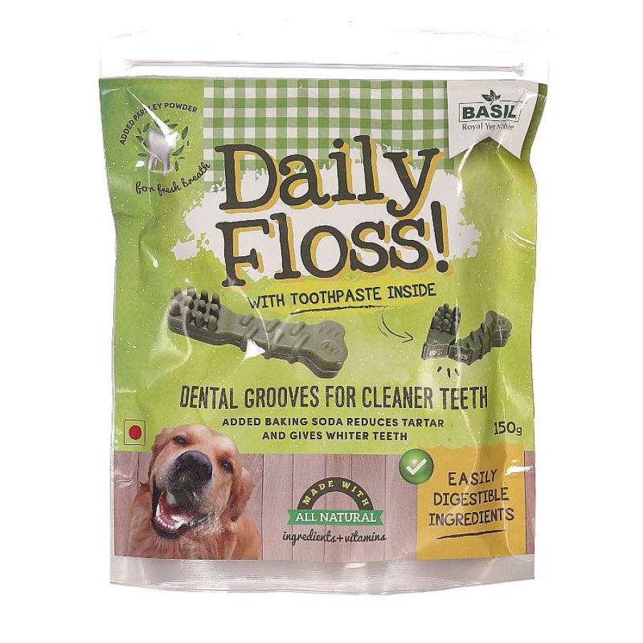 Dogs Basil Dental Treats | Basil Dog Treats - Daily Floss (150G)