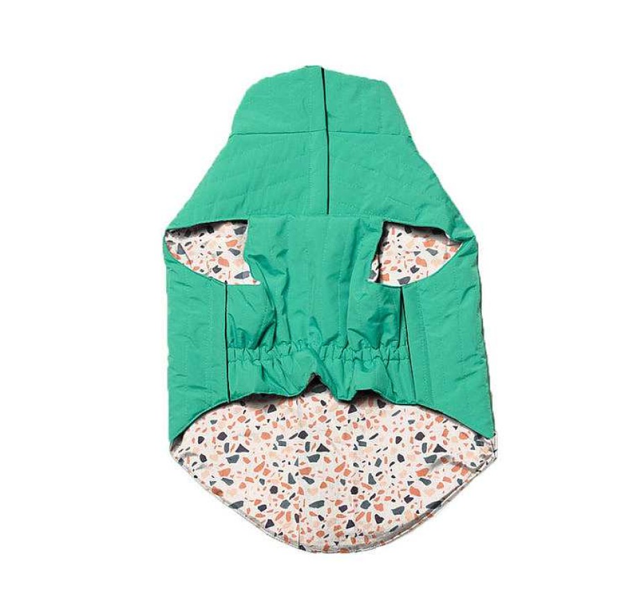 Dogs Mutt Of Course Sweaters, Raincoats & Shoes | Mutt Of Course Reversible Dog Jacket (Wind And Waterproof) - Retro Green