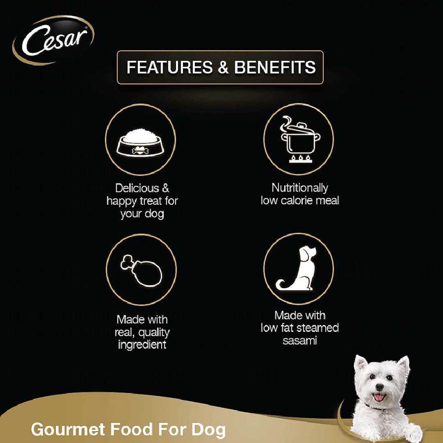 Dogs Cesar Wet Food | Cesar Premium Adult Wet Dog Food (Gourmet Meal) - Sasami 70G (Pack Of 16)