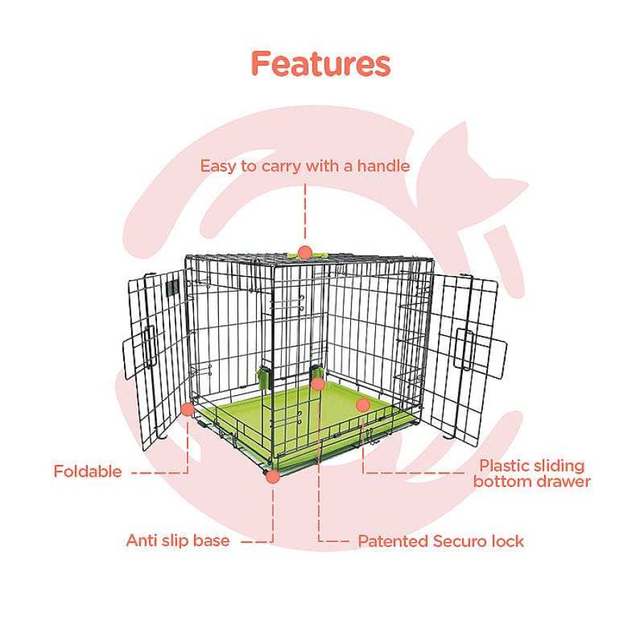 Dogs M-Pets Gates, Crates & Pens | M-Pets Voyager Wire Crate 2 Doors For Cats & Dogs