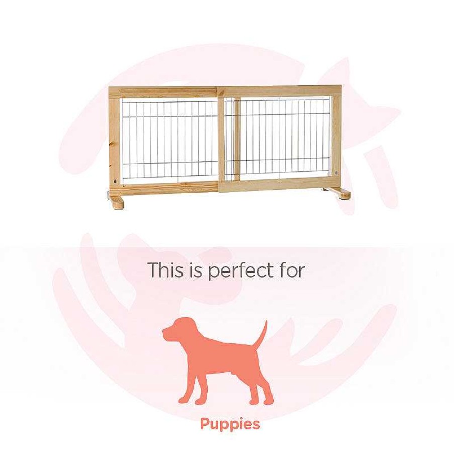 Dogs Trixie Gates, Crates & Pens | Trixie Adjustable & Freestanding Dog Barrier For Puppies - Pine Wood