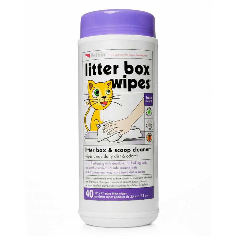 Cats Petkin Cleaners & Deordorisers | Petkin - Litter Box Wipes 40 Wipes