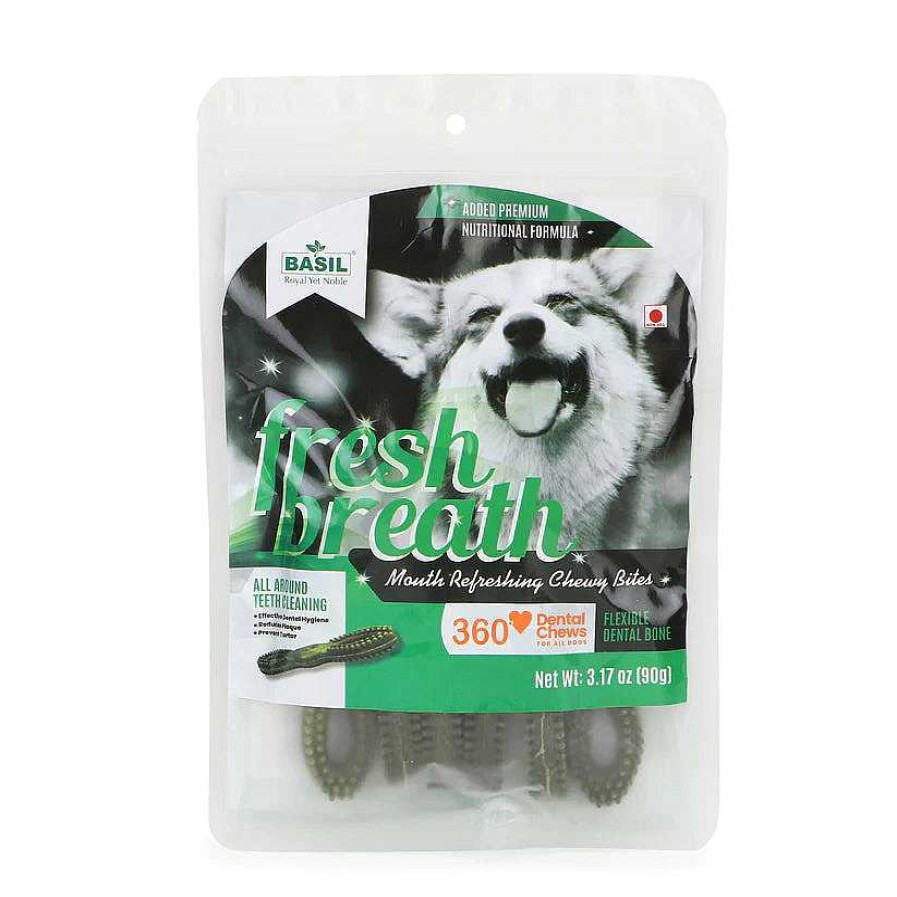 Dogs Basil Dental Treats | Basil Dog Treats - 360° Dental Chew - Fresh Breath (90G)