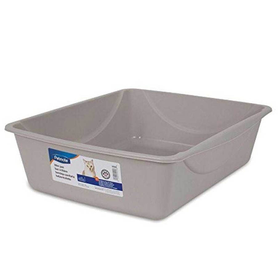 Cats Petmate Cat Litter Trays | Petmate Basic Litter Pan - Mouse Gray