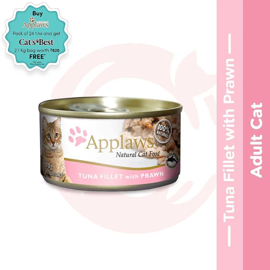 Cats Applaws Wet Food | Applaws Wet Cat Food - Tuna Fillet With Prawn (70G X 12 Cans)