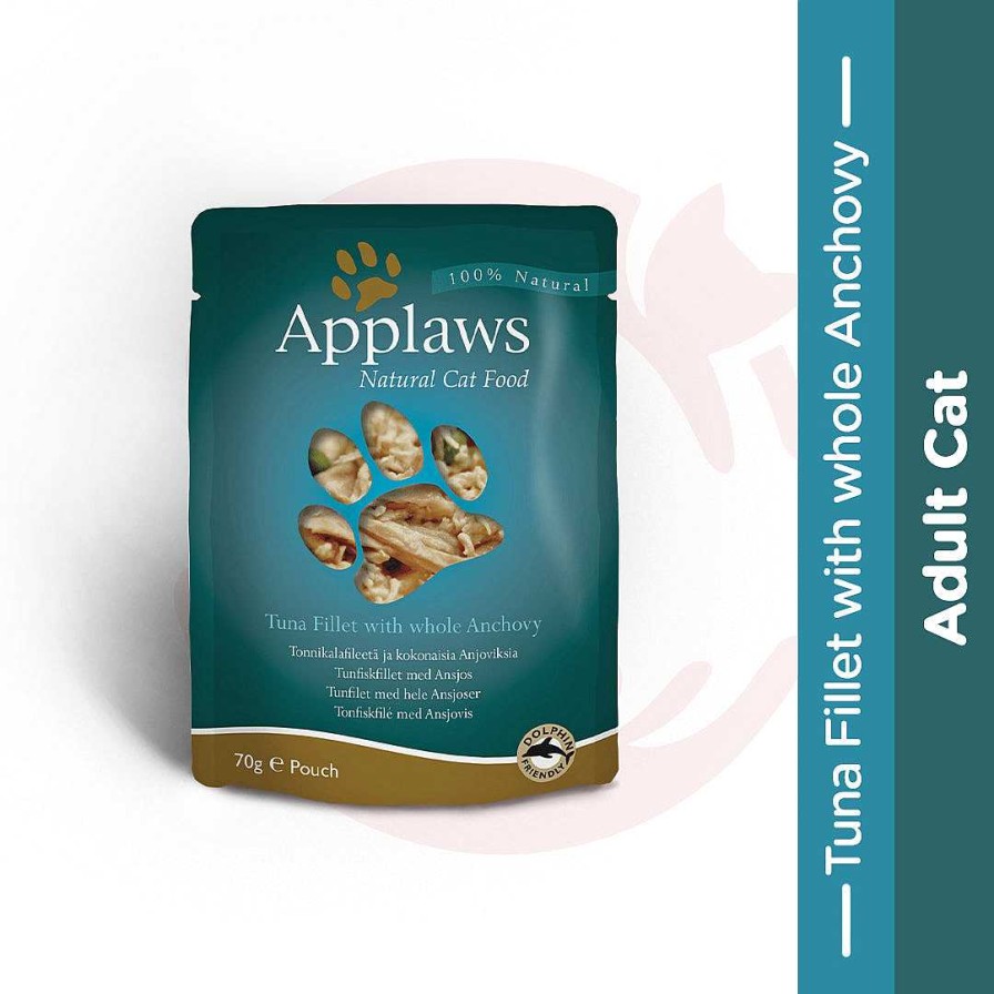 Cats Applaws Wet Food | Applaws Wet Cat Food - Tuna Fillet With Whole Anchovy (70G X 12 Pouches)