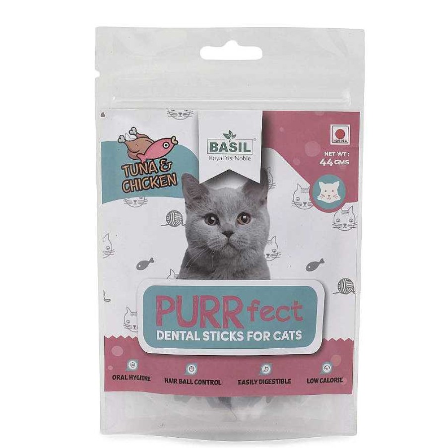 Cats Basil Treats | Basil Cat Treats - Purrfect Dental Stick - Tuna And Chicken (44G)